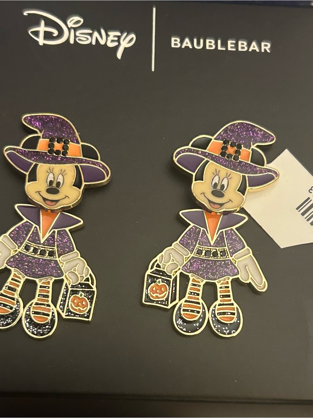 BaubleBar Kids Minnie Witch Earrings — Purple, Orange, Black